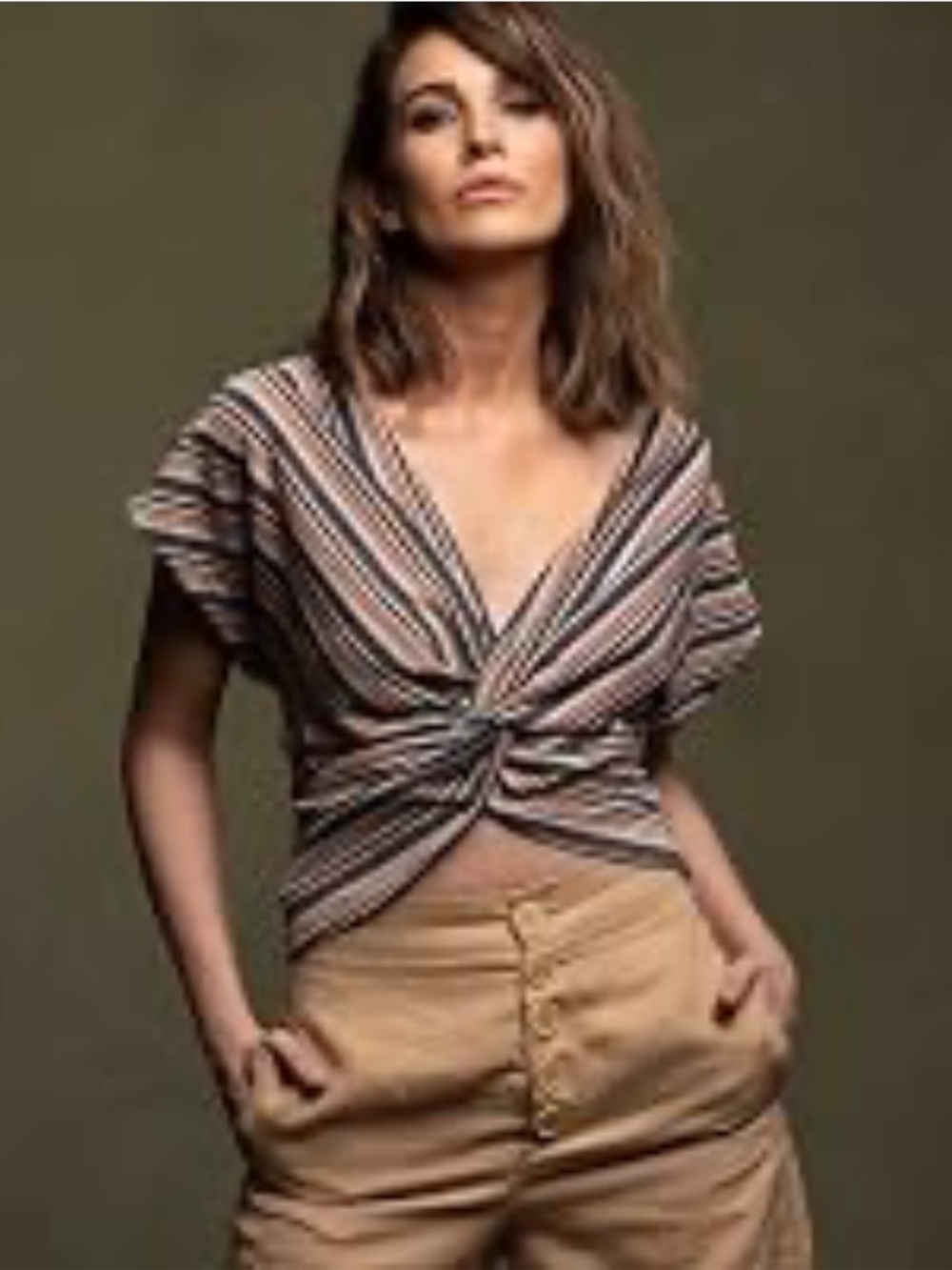 Zara Trafaluc NWT Metallic Striped Knit Crop Top size M